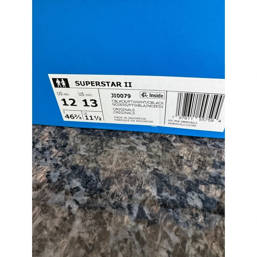 Adidas Superstar II Black White Men 12 Women 13 Sneakers JI0079 Shell Toe Shoes